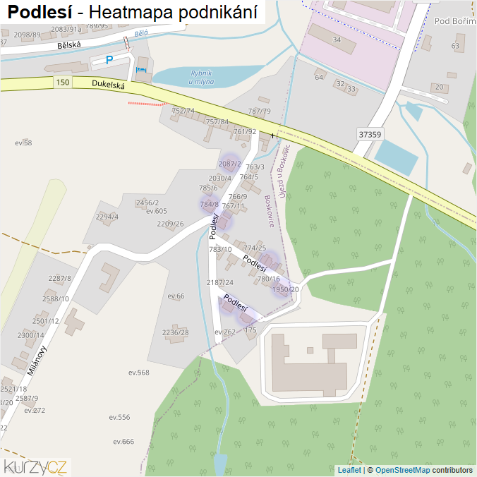 Mapa Podlesí - Firmy v ulici.