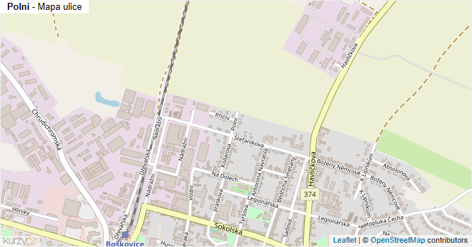 Polní - mapa ulice