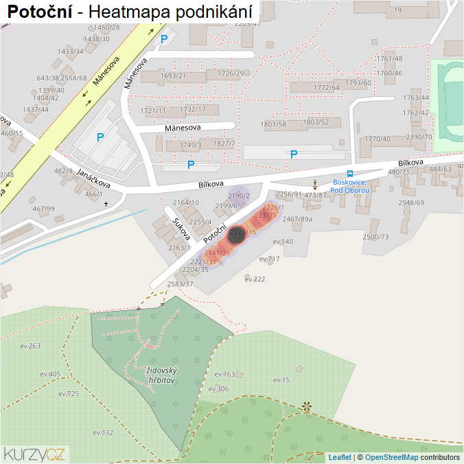 Mapa Potoční - Firmy v ulici.