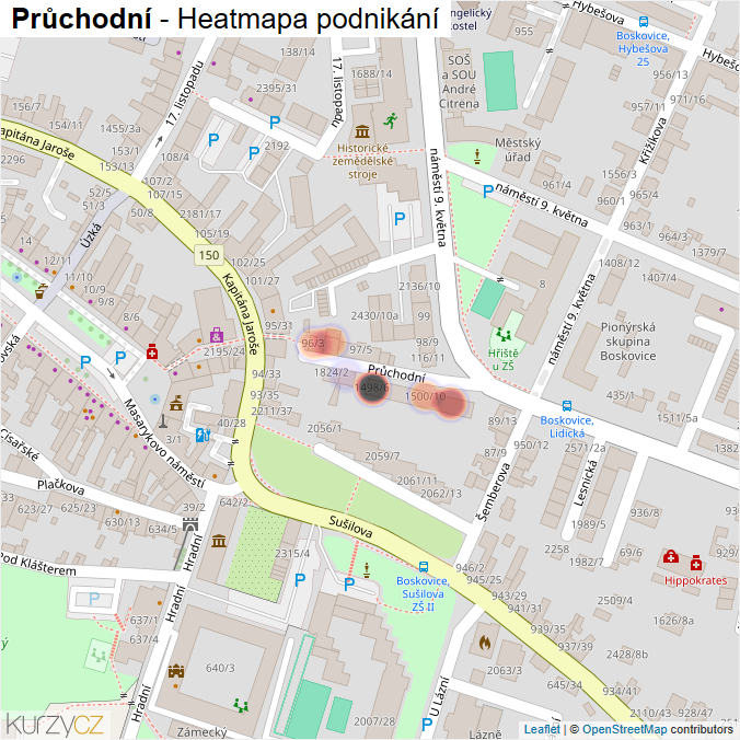 Mapa Průchodní - Firmy v ulici.