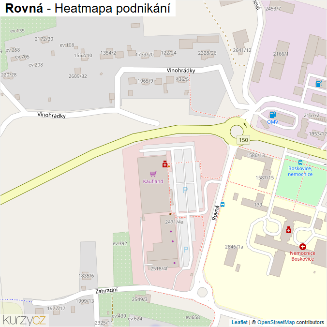 Mapa Rovná - Firmy v ulici.