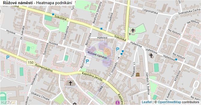 Růžové náměstí - mapa podnikání