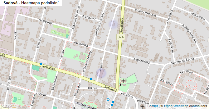 Sadová - mapa podnikání