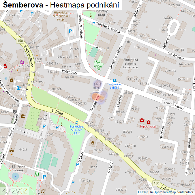 Mapa Šemberova - Firmy v ulici.