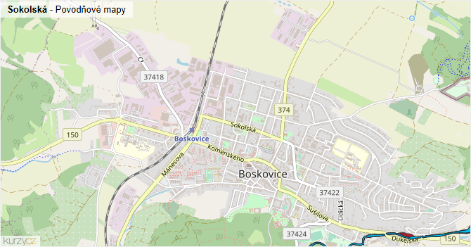 Sokolská - záplavové mapy stoleté vody