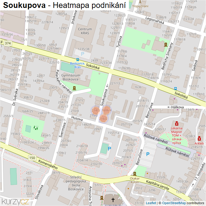 Mapa Soukupova - Firmy v ulici.