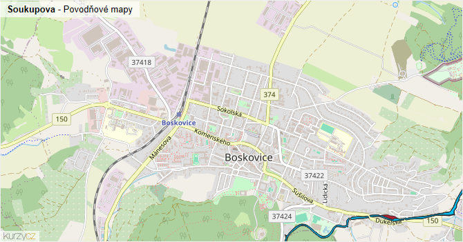 Soukupova - záplavové mapy stoleté vody