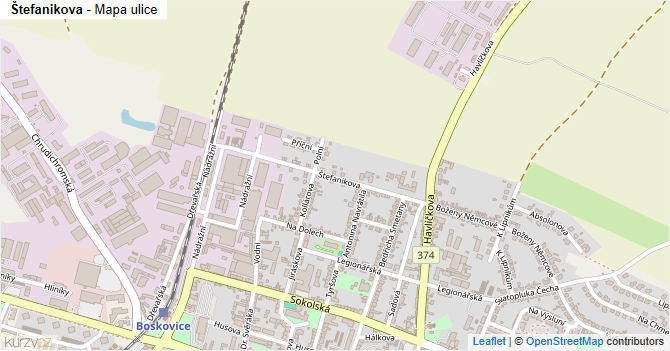 Štefanikova - mapa ulice