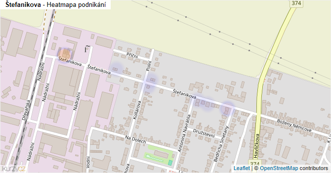 Štefanikova - mapa podnikání
