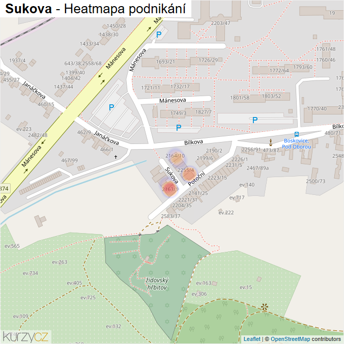 Mapa Sukova - Firmy v ulici.