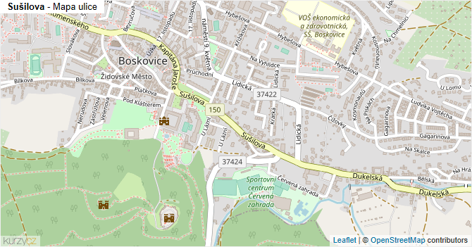 Sušilova - mapa ulice