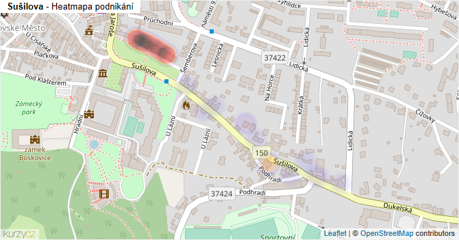 Sušilova - mapa podnikání