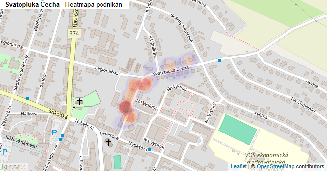 Svatopluka Čecha - mapa podnikání