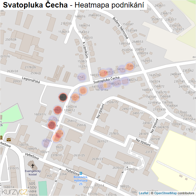 Mapa Svatopluka Čecha - Firmy v ulici.