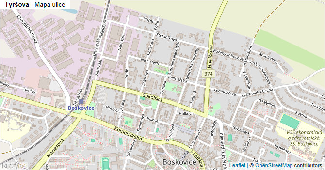 Tyršova - mapa ulice