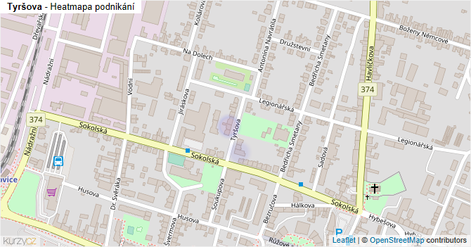 Tyršova - mapa podnikání