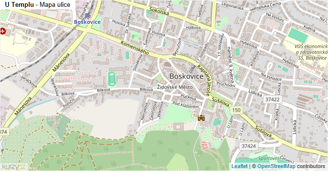 U Templu - mapa ulice
