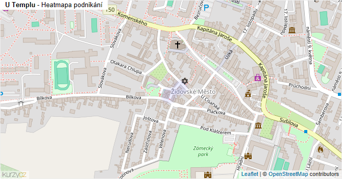 U Templu - mapa podnikání