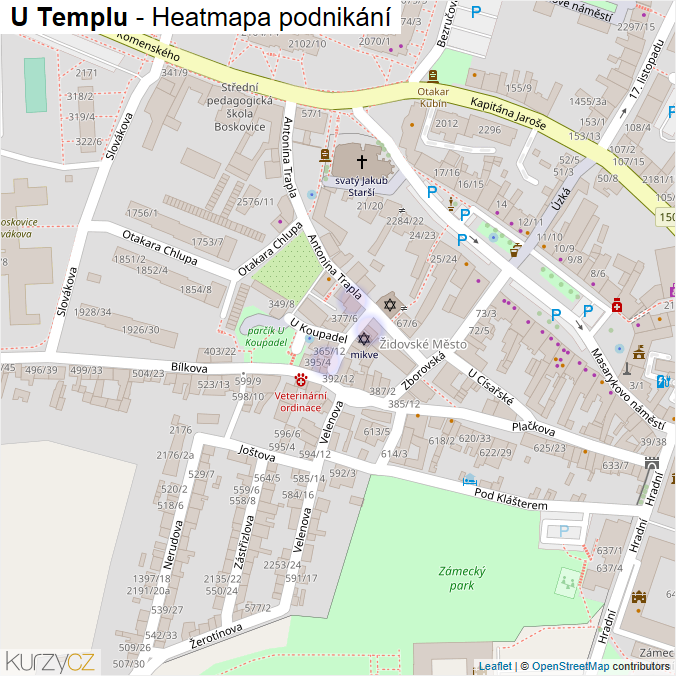 Mapa U Templu - Firmy v ulici.