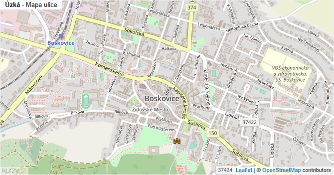 Úzká - mapa ulice