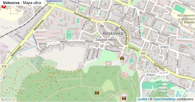 Velenova - mapa ulice