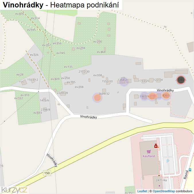 Mapa Vinohrádky - Firmy v ulici.