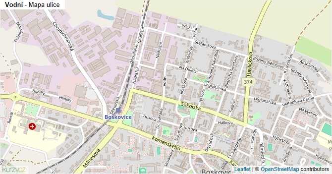 Vodní - mapa ulice