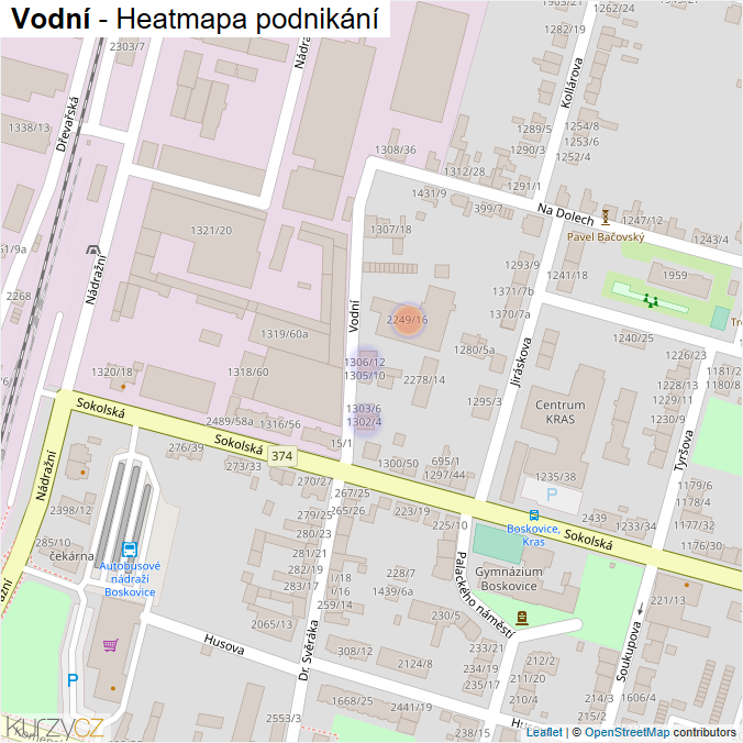 Mapa Vodní - Firmy v ulici.