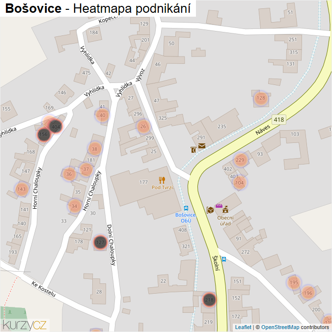 Mapa Bošovice - Firmy v obci.