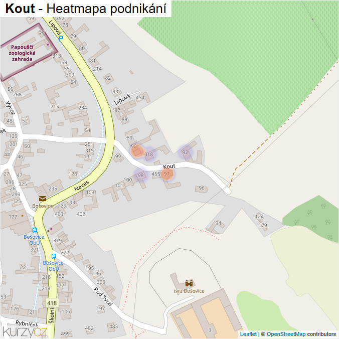 Mapa Kout - Firmy v ulici.