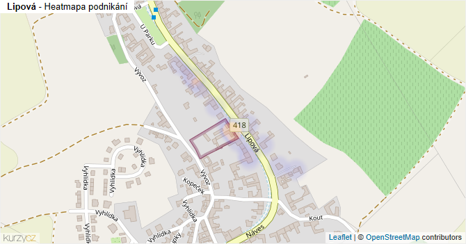 Lipová - mapa podnikání