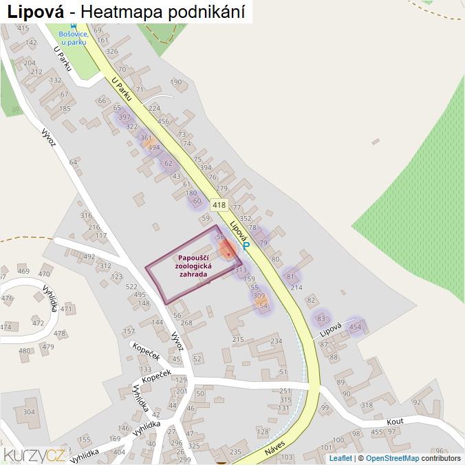 Mapa Lipová - Firmy v ulici.