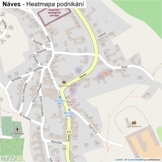 Mapa Náves - Firmy v ulici.