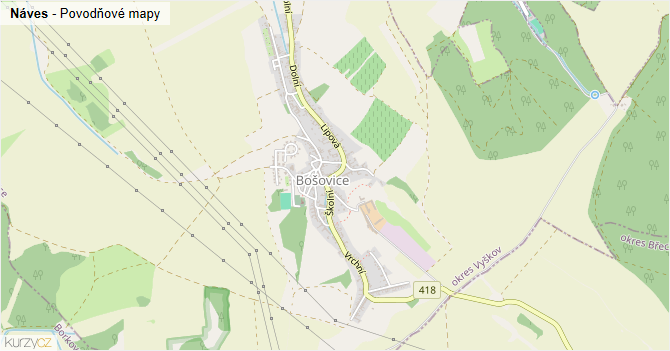 Náves - záplavové mapy stoleté vody