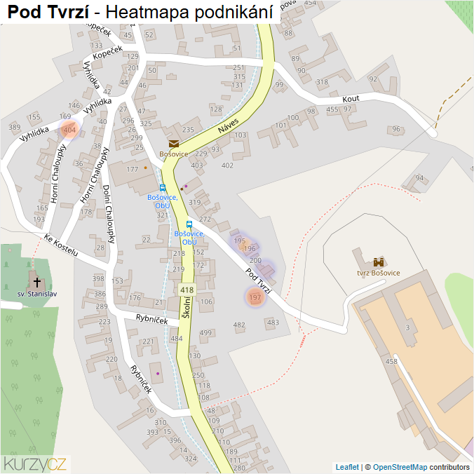 Mapa Pod Tvrzí - Firmy v ulici.