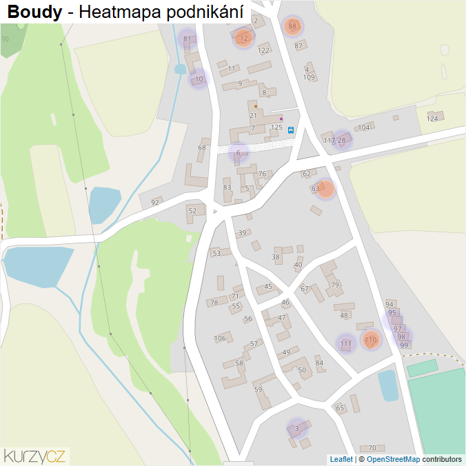 Mapa Boudy - Firmy v části obce.