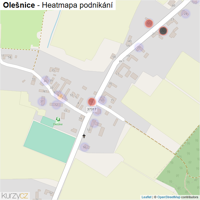 Mapa Olešnice - Firmy v části obce.