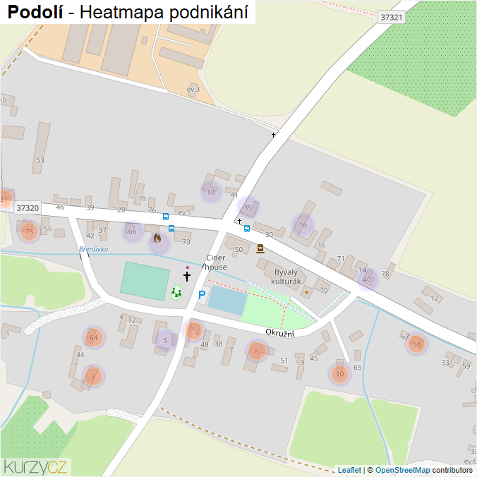 Mapa Podolí - Firmy v části obce.