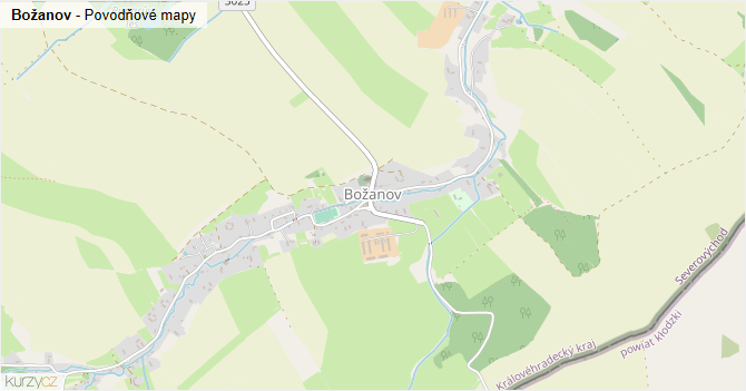 Božanov - záplavové mapy stoleté vody