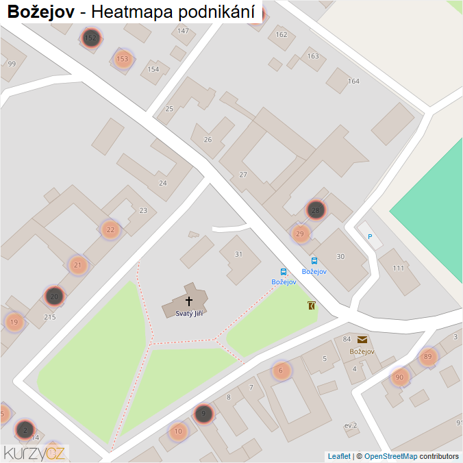 Mapa Božejov - Firmy v obci.