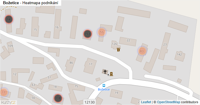 Božetice - mapa podnikání