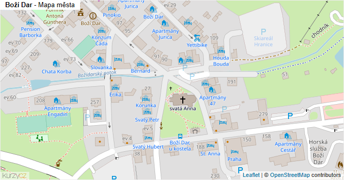 Boží Dar - mapa města