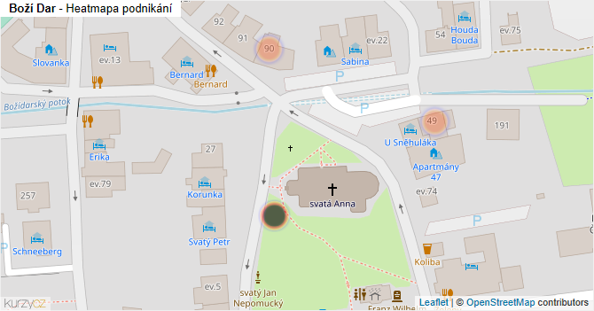 Boží Dar - mapa podnikání