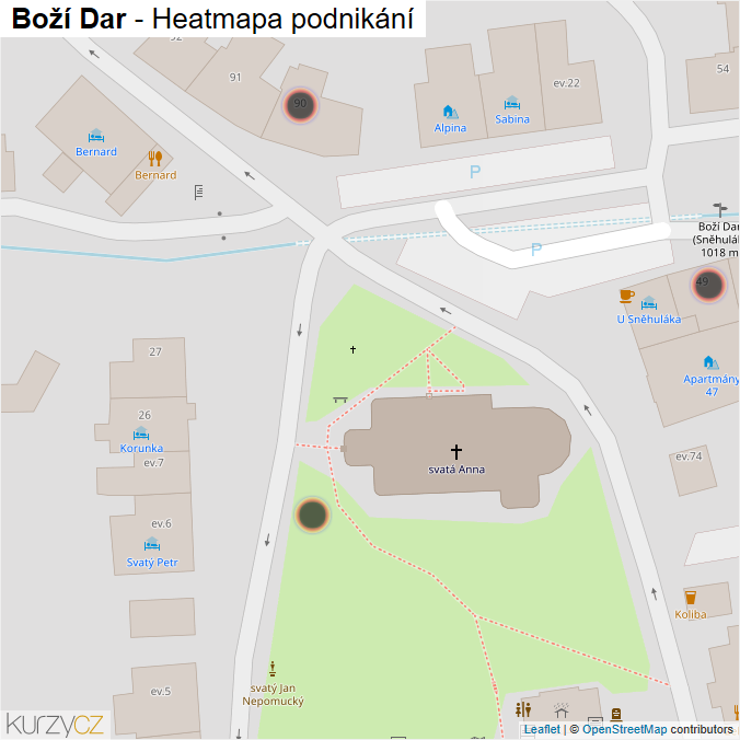 Mapa Boží Dar - Firmy v obci.