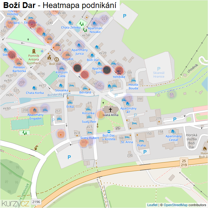 Mapa Boží Dar - Firmy v části obce.