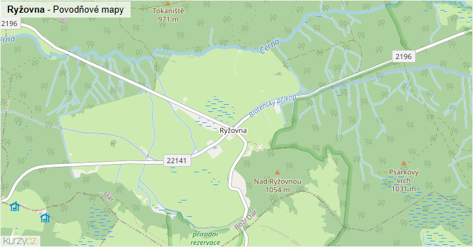 Ryžovna - záplavové mapy stoleté vody