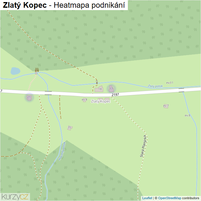 Mapa Zlatý Kopec - Firmy v části obce.