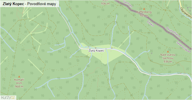 Zlatý Kopec - záplavové mapy stoleté vody