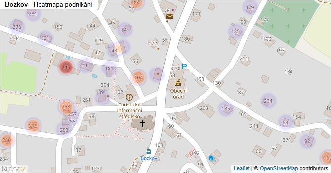 Bozkov - mapa podnikání