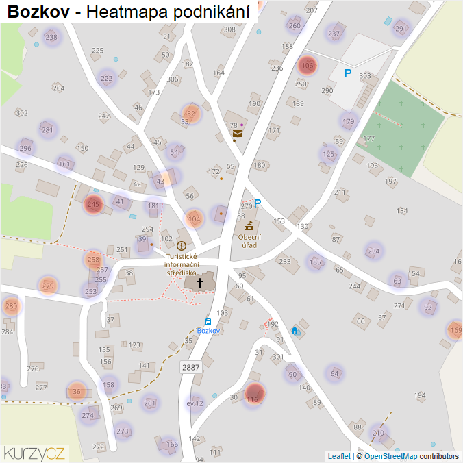 Mapa Bozkov - Firmy v části obce.